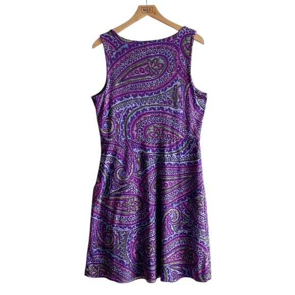 Ralph Lauren purple floral argyle dress size L LP large petite - Picture 2 of 3